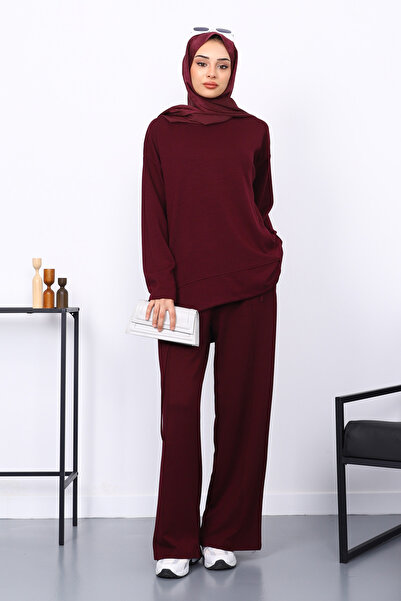 İmajButik Σετ παντελόνι με λεπτομέρεια από μοντέλο μοντάλ με μούρα