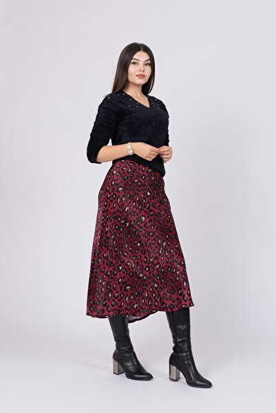 MissVina Țesătură satinată 85 cm Fusta cu talie elastică Cod produs 6718