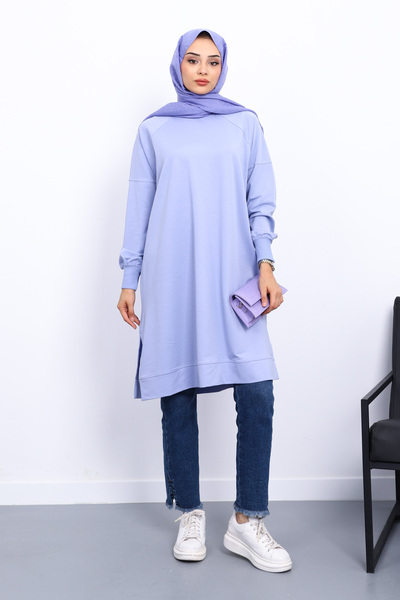 İmajButik Lilac Modal Tunic with Slits on the Sides
