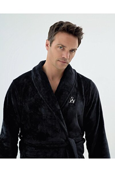 Svm Svman 9644 Erkek Siyah SV Logo Uzun Polar Sabahlık