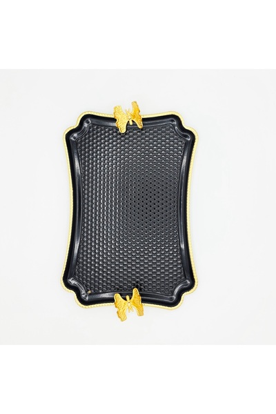 Lavin Black Metal Engraved Rectangular Butterfly Presentation Tray