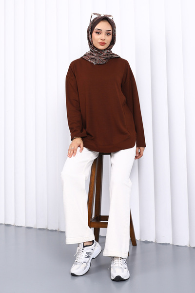 İmajButik Brown Crew Neck Sweat