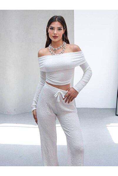 MY DEPO Women's Madonna Collar Cropped Trendy Bubble Suit