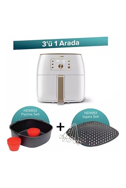 Philips 3 Ü 1 Arada Avantajlı Set Xxl 7,3 Lt Inci Beyazı Airfryer HD9952 Pişi...