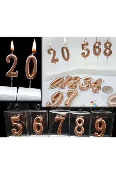 Flippy Cake Candle, Flippy, Number 9 Model, Party, 4.5 x 2.5 cm, Paraffin, Rose Gold