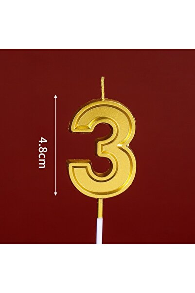 Flippy Number 3 Cake Candle, Flippy, 4.8 cm, Anniversary, Gold