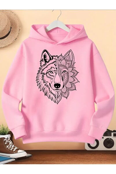 oneagılyazı Wolf Desenli cu glugă Swea tricou