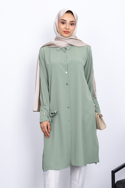 İmajButik Khaki Sleeve Laced Tunic