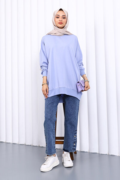 İmajButik Λιλά φούτερ με κοντό μπροστινό μέρος και μακρύ πίσω μέρος