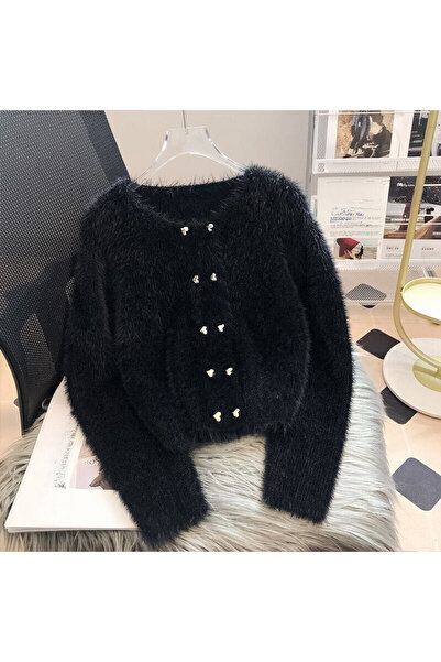 NATUFIAN STORE Cardigan de tricotat moale și lung, cu nasturi în formă de ini...