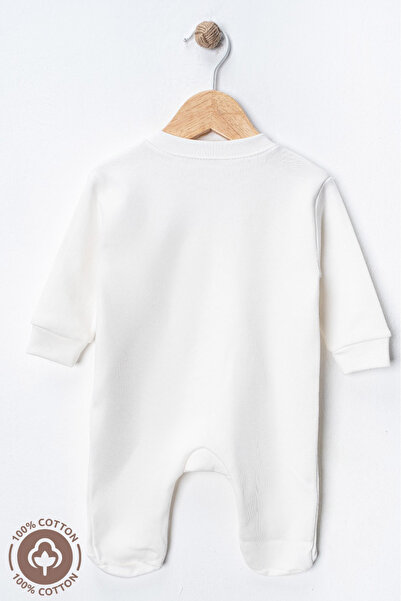 Miniel Unisex Cozy Season Printed 0-6 Months Combed Organic Cotton Baby Romper with Booties