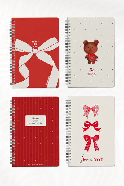 Notisyon A5 Spiral School Notebook 120 Pages Set of 4, 2 Lined - 2 Squared Notebooks, Notebook, with Lesson Schedule