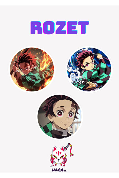 Hara Company Demon Slayer ( İblis Keser ) Animesi Tanjiro Anime Rozet Seti (3...
