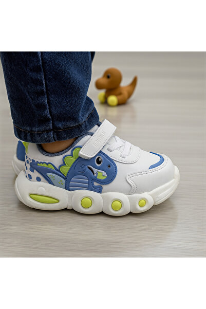 JOJO KIDS Children's Velcro Leather Dino Sneakers, Orthopedic Sole, Very Light Sneaker