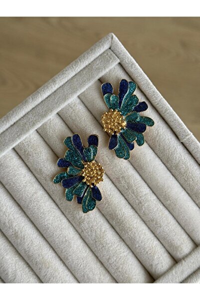 İREM YILDIZ Paslanmaz Çelik Renkli Çiçek Desen Küpe