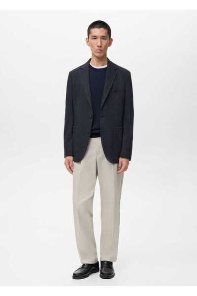 MANGO Man Dar kesim balıksırtı desenli blazer ceket