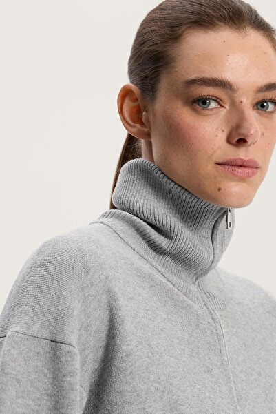 Oysho Uzun Yarım Fermuarlı Örgü Tulum