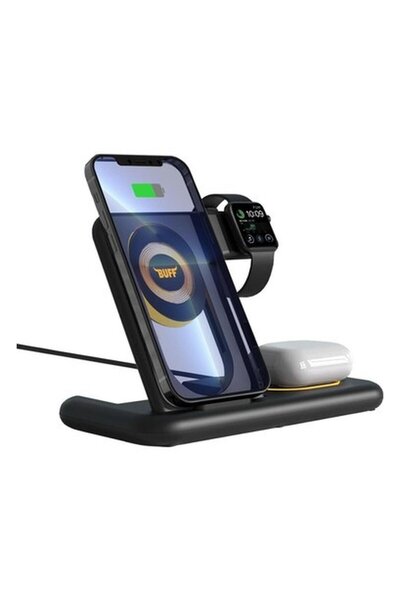 Store BL40 5in1 Telefon Watch Kulaklık Tutucu Kablosuz LED Işıklı Hızlı Şarj ...