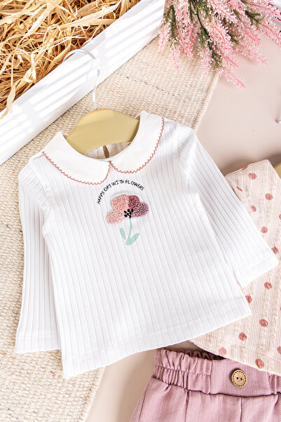 Babymod Polka Dot 3-Piece Floral Embroidered Cotton Baby Girl Set