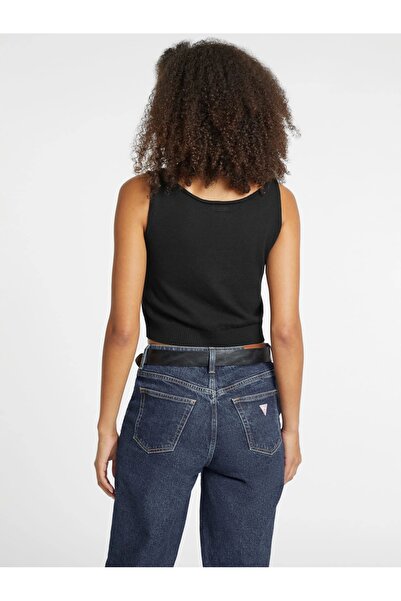 Guess Gj Scoop Kadın Siyah Ipek Karışımlı Triko Top W4BR17Z3HO2-JBLK