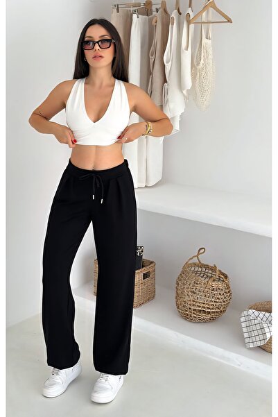 Noa Noa Modal Fabric Trousers with Elastic Waist and Leg Detail