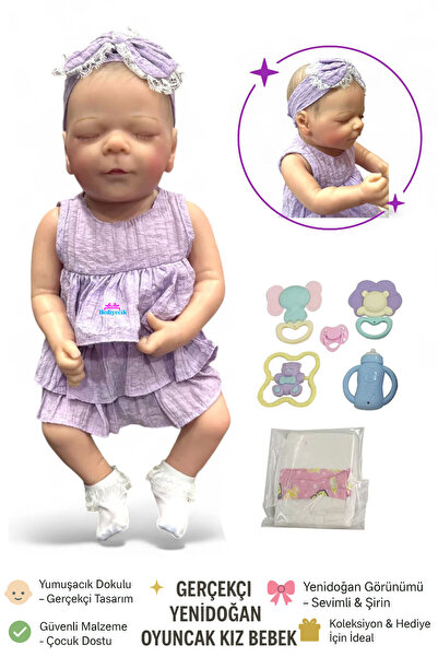 hediyecik Gerçekçi Yenidoğan Oyuncak Kız Bebek-Koleksiyon Bebek 43 cm