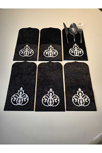 SEHARA 6 Pieces/Pocketed Spoon Rests/Velvet/Leather Embroidered/Leather Back/22.5X11Cm