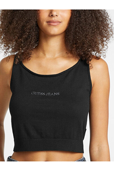 Guess Gj Scoop Kadın Siyah Ipek Karışımlı Triko Top W4BR17Z3HO2-JBLK