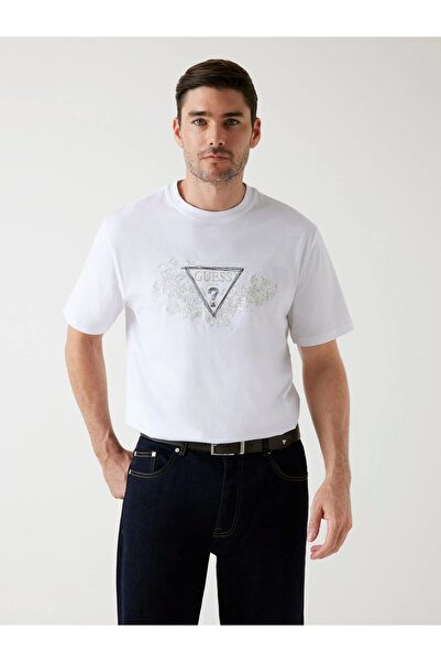 Guess Embroidery Men's White Regular Fit T-Shirt M5Bi07I3Z14-G011