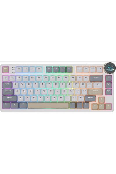 ROYAL KLUDGE N80 Low Profile Kablosuz Us Gaming Klavye (Beyaz-Gri)