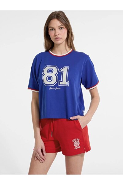 Guess Jeans Women Blue Boxy Fit T-Shirt W5Yi19K8Hm0-G7L5