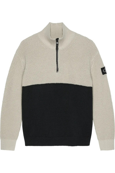 Calvin Klein CLR BLOCK ZIP UP SWE Erkek Krem Kazak