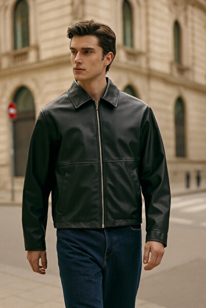 MACSYLEN Oversize Men's Leather Jacket