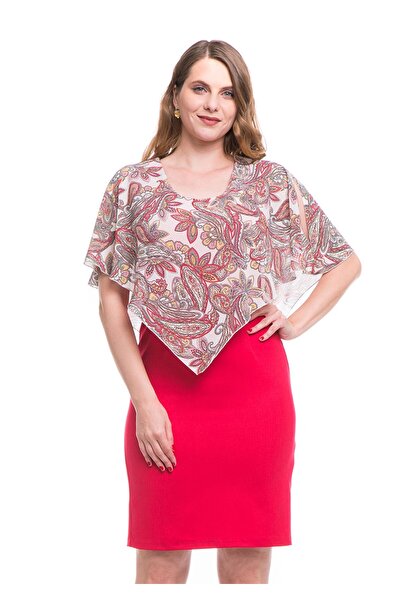 AD Fashion Pink tapered dress with printed veil cape 01R22i2051 - 50 EU