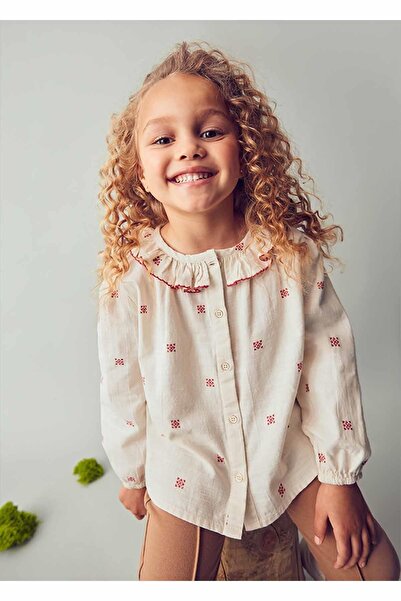 MAYORAL Kışlık Kız Çocuk Uzun Kol Yaka Detaylı Bluz - Krem