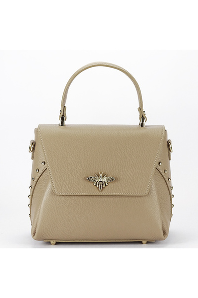 SOFILINE Μπεζ, μπεζ, γνήσια δερμάτινη τσάντα με καρφίτσα 1505A 123