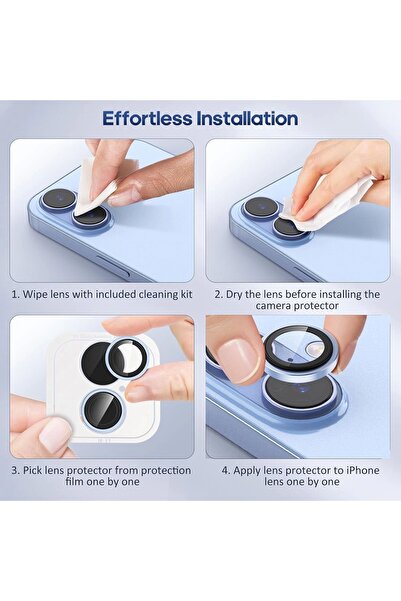 Lopard iPhone 17/16/16 Plus Kamera Koruyucu Gece Çekim Destekli Premium Safir Lens Koruma Parlak Temperli C