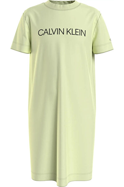 Calvin Klein INST LOGO T-SHIRT DR Kadın Yeşil Elbise