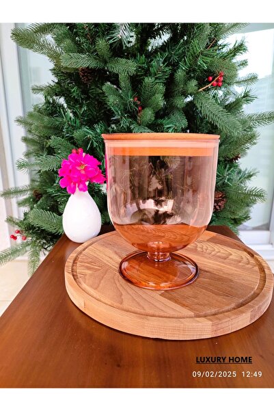 Madame Coco Marion Wooden Lid Storage Container 1600 ml - Amber