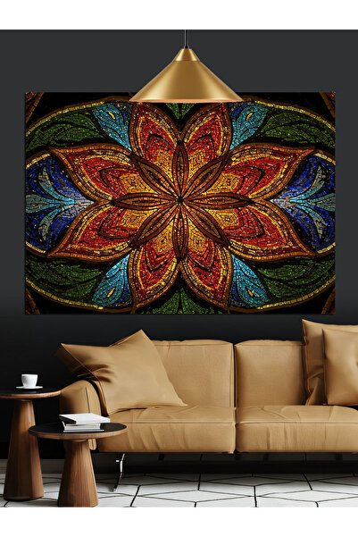 karizmart Mozaik Desenli Çiçek Motifi Dekoratif Kanvas - Mdf Ahşap Tablo