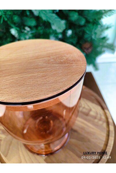 Madame Coco Marion Wooden Lid Storage Container 1600 ml - Amber