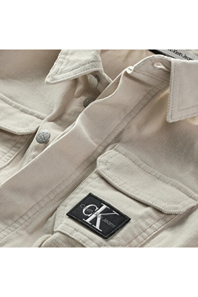 Calvin Klein CORDUROY SS SHIRT DR Kadın Krem Elbise