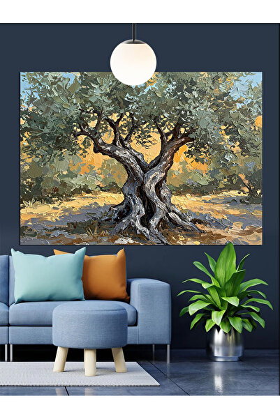 karizmart Yaşlı Gövdesiyle Zeytin Ağacı Dekoratif Kanvas - Mdf Ahşap Tablo
