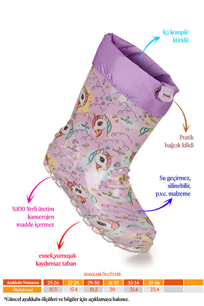 Emek Unicorn Waterproof Girl's Rain Boots