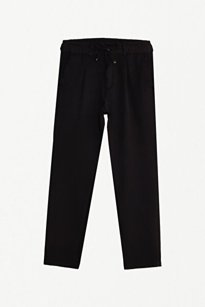 Tudors Men's Slim Fit Slim Fit Elastic Lace-Up Detailed Black Trousers