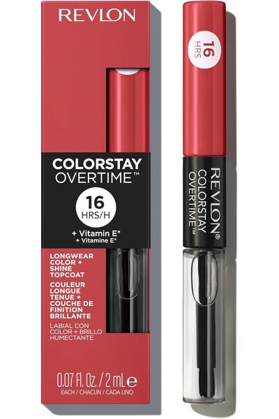 Revlon Colorstay Overtime Lipcolor, Dual Ended Longwearing Liquid Lipstick With Clear Lip Gloss, Con