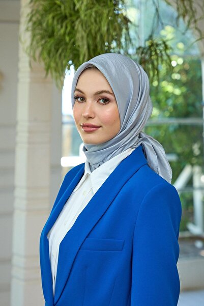 İpekhan Μαντήλι με απλό σχέδιο Voile Γκρι μεταξωτό μαντήλι - 10100-05