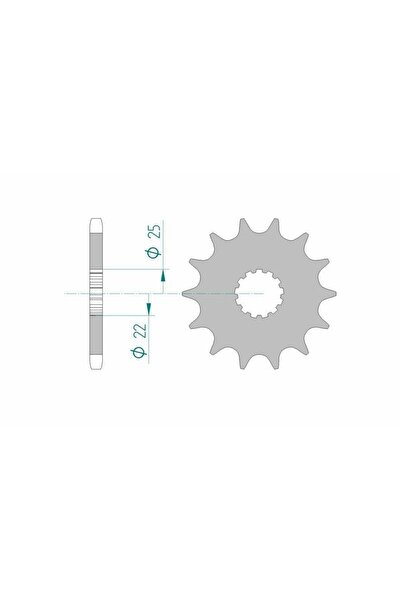 AFAM Pinion față din oțel 28401 - 525 - 15 dinți (moto)