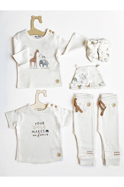 Sheer Hugs Boys Wardrobe Set – Warm White Full & Half Sleeve T-Shirts, AOP Shoes, and Full Pants