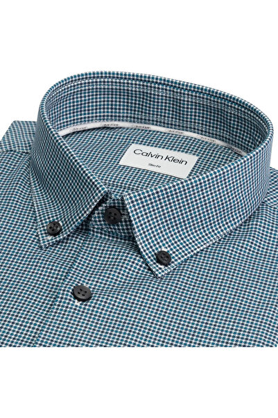 Calvin Klein MULTI CHECK SLIM BD Erkek Mavi Gömlek